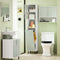 SoBuy BZR137-GR - Hoge Badkamerkast - Uitklapbare Wasmand - Groen - 31 x 30 x 167 cm