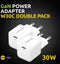Intenso W30C - Power Adapter - 30W USB-C Snelladen - Wit (2 stuks)