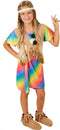 Dressforfun Meisjeskostuum bloemenkind 164 - Verkleedkleding hippie kostuum - Kleurrijke jurk met bloemen - (13-14y)