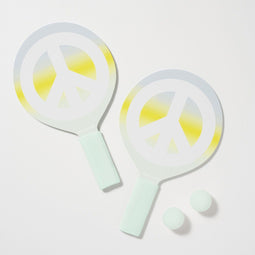 Sunnylife - Kids Outdoor Playtime Mini Beach Tennis Peace Sign - Hout - Multicolor