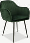 Furnicher Brando Eetkamerstoel - Fluwelen bekleding - Modern design - Stalen frame - Groene fluweel - Zwarte poten