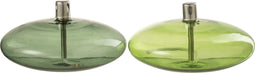 J-Line olielamp Laag - glas - groen - 2 stuks