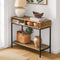 SoBuy Bijzettafel - 2 Opbergvakken - Stalen Frame - 100 x 40 x 80 cm - Hout/Metaal