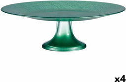 Taartplateau Groen Glas 32,5 x 10,5 x 32,5 cm (4 Stuks)