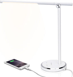 Aigostar Vince - Bureaulamp LED dimbaar - 5 lichtkleuren 10 helderheidsmodi - Opvouwbaar - USB opladen - Wit