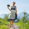 Dressforfun Midi-Dirndl Kleinwalsertal model 2 M - Halflange Dirndl met vetersluiting - Blauw en wit