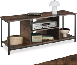 Tectake TV-meubel - Lowboard met 4 open vakken - Industrieel design - Donkerbruin - Afmeting (LxBxH) 120 x 40 x 50,5 cm