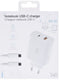 T'nB CHNBTINY65 - Oplader - 65W - 1x USB type-A 1x USB type-C - Wit