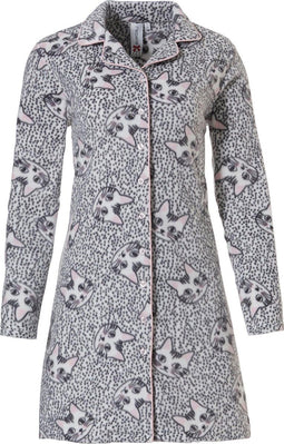 Rebelle 11202-416-6 - Doorknoop nachthemdje - Zacht fleece - Lichtroze