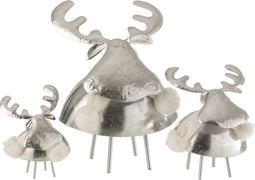 J-Line figuur Hert - metaal/textiel - zilver/wit - large