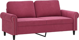 vidaXL - Tweezitsbank - 140 - cm - fluweel - wijnrood