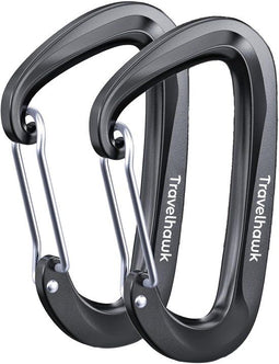 Travelhawk Karabijnhaak - Musketonhaak met Veerclip - Aluminium - Zwart