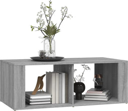 vidaXL - Salontafel - 100x50x36 - cm - bewerkt - hout - grijs - sonoma - eikenkleurig