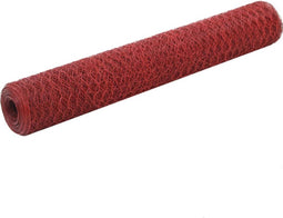 vidaXL Kippengaas 25x1 m staal met PVC coating rood