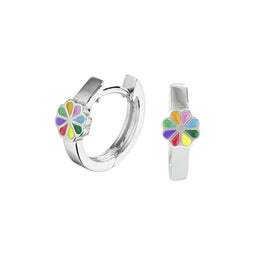 Yep! klapoorringen bloem - 12.5 mm - Zilver - Emaille kleuren