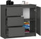 Akord JERRY - Dressoir - 3 Lades en 2 Deuren - Grafietgrijs - 80 x 77 x 35 cm