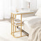 SoBuy FBT110-G - Bijzettafel - Gouden Salontafel met Marmereffect