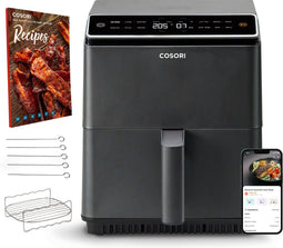 Cosori Dual Blaze Airfryer - XXL Heteluchtfriteuse 6.4 liter - 12 programma's - Boven & onderwarmte - App connectie - Antraciet