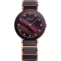 BERING Ceramic 11435-765 - Horloge - Staal | Keramiek - Rosékleurig | Rood - Ø 35 mm