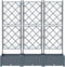 vidaXL - Tuinbak - met - Trellis - 3 - stuks - Lichtgrijs - 120x40x125,5 - cm