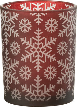J-Line windlicht Sneeuw - glas - rood - small