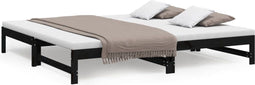 vidaXL - Slaapbank - uitschuifbaar - massief - grenenhout - zwart - 2x(100x200) - cm