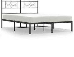 vidaXL - Bedframe - met - hoofdbord - metaal - zwart - 150x200 - cm