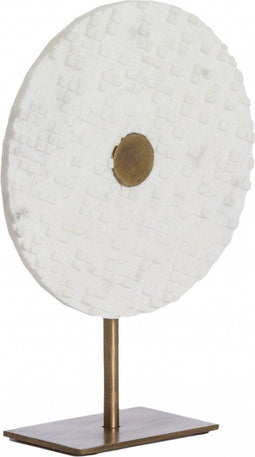 Light & Living Deco Beeld Yvo - Steen/Metaal - Wit/Goud - 25x35x10 cm (BxHxD)