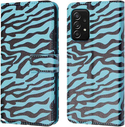 iMoshion Hoesje Geschikt voor Samsung Galaxy A52 (4G) / A52s / A52 (5G) Hoesje Met Pasjeshouder - iMoshion Design Bookcase smartphone - Meerkleurig / Black Blue Stripes
