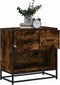 vidaXL - Nachtkastje - 60x31x60 - cm - bewerkt - hout - en - metaal - gerookt - eiken