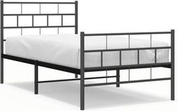 vidaXL - Bedframe - met - hoofd- - en - voeteneinde - metaal - zwart - 80x200 - cm