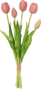 J-Line boeket Tulpen 5 Stuks - kunststof - roze - medium