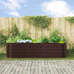 vidaXL - Tuin - Plantbed - Bruin - 320x80x81 - cm - Gegalvaniseerd - Staal
