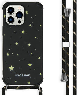 iMoshion Hoesje Geschikt voor iPhone 14 Pro Max Hoesje Met Koord - iMoshion Design Hoesje met Koord - Goud / Stars Gold