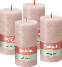 Bolsius - Rustieke Kaars - 4 Stuks - Roze - 13cm