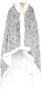 Linnick Flanel Fleece Deken + Hoodie met Capuchon Bont Rabbit - zilver grey - 140x200cm - 130x180cm - Plaid