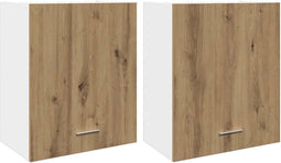 vidaXL - Hangkasten - 2 - st - 50x31x60 - cm - bewerkt - hout - artisanaal - eikenkleur