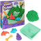 Kinetic Sand - Zandbak-set met 454 g groen origineel kinetisch zand opbergzandbak 4 vormen en gereedschap - Sensorisch speelgoed