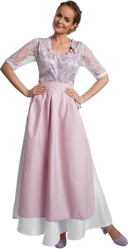 dressforfun - Maxi-Dirndl Neuschwanstein 2 XL - Vetersluiting met ketting - Roze
