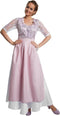 dressforfun - Maxi-Dirndl Neuschwanstein 2 XL - Vetersluiting met ketting - Roze
