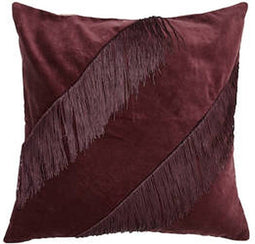 DGM Own sierkussen - Fluweel met Franjes - Donkerrood/Paars (50x50 cm)