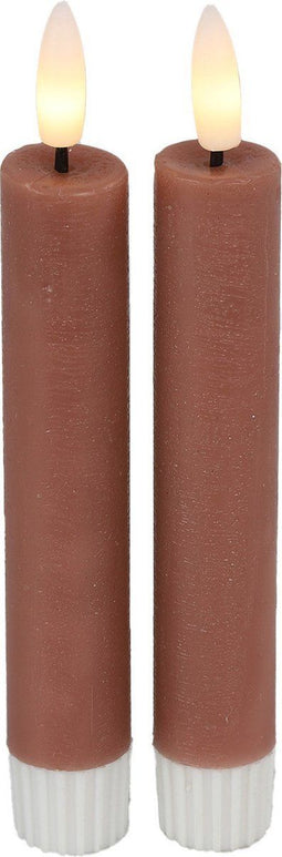 Countryfield Led dinerkaarsen - 2x st - H15cm - afstandsbediening - roze (2 stuks)