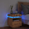 vidaXL - Nachtkastje - met - LED-verlichting - 40x39x48,5 - cm - artisanaal - eiken