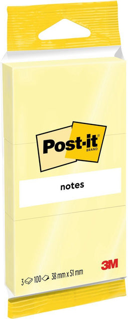 Post-it® Notes, Canary Yellow™, 3 blokjes, 38 x 51 mm