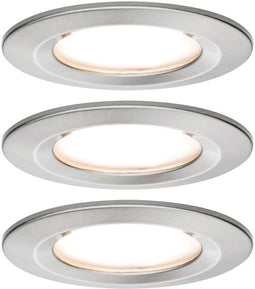 Paulmann Nova Plus - LED-inbouwlamp - 3x6W dimbaar 2700K IP44 rond 78 mm Staal geborsteld (set van 3)
