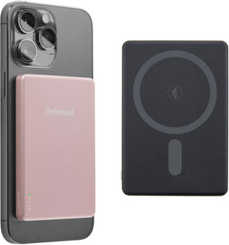 Intenso MW5000 - Powerbank - 5000 mAh - Draadloos opladen tot 15W - Roze