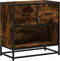 vidaXL - Nachtkastje - 60x31x60 - cm - bewerkt - hout - en - metaal - gerookt - eiken