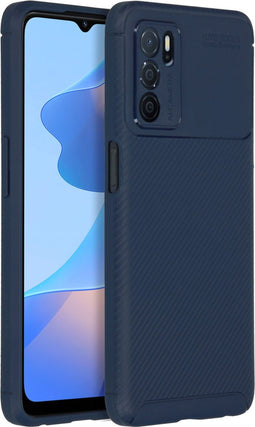iMoshion Hoesje Geschikt voor Oppo A54s / A16s / A16 Hoesje Siliconen - iMoshion Carbon Softcase Backcover - Blauw