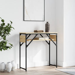 vidaXL - Wandtafel - met - schap - 75x30x75 - cm - bewerkt - hout - sonoma - eikenkleur