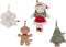Little Dutch Rosa - Kerstboomhangers - Set van 4 pluche hangers - Rood Groen Bruin Wit (4 stuks)